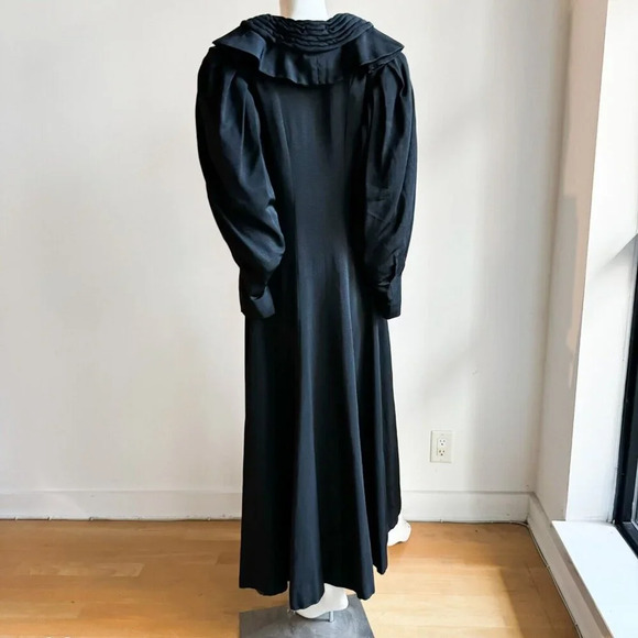 Vintage 1940s Jean Louise Statement sleeve Fitted Wiast Maxi Coat S - Picture 11 of 16